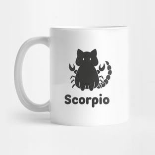 Scorpio Cat Zodiac Sign with Text (Black and White) Mug